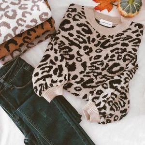 Goodnight Macaroon Crewneck Leopard Print Sweater